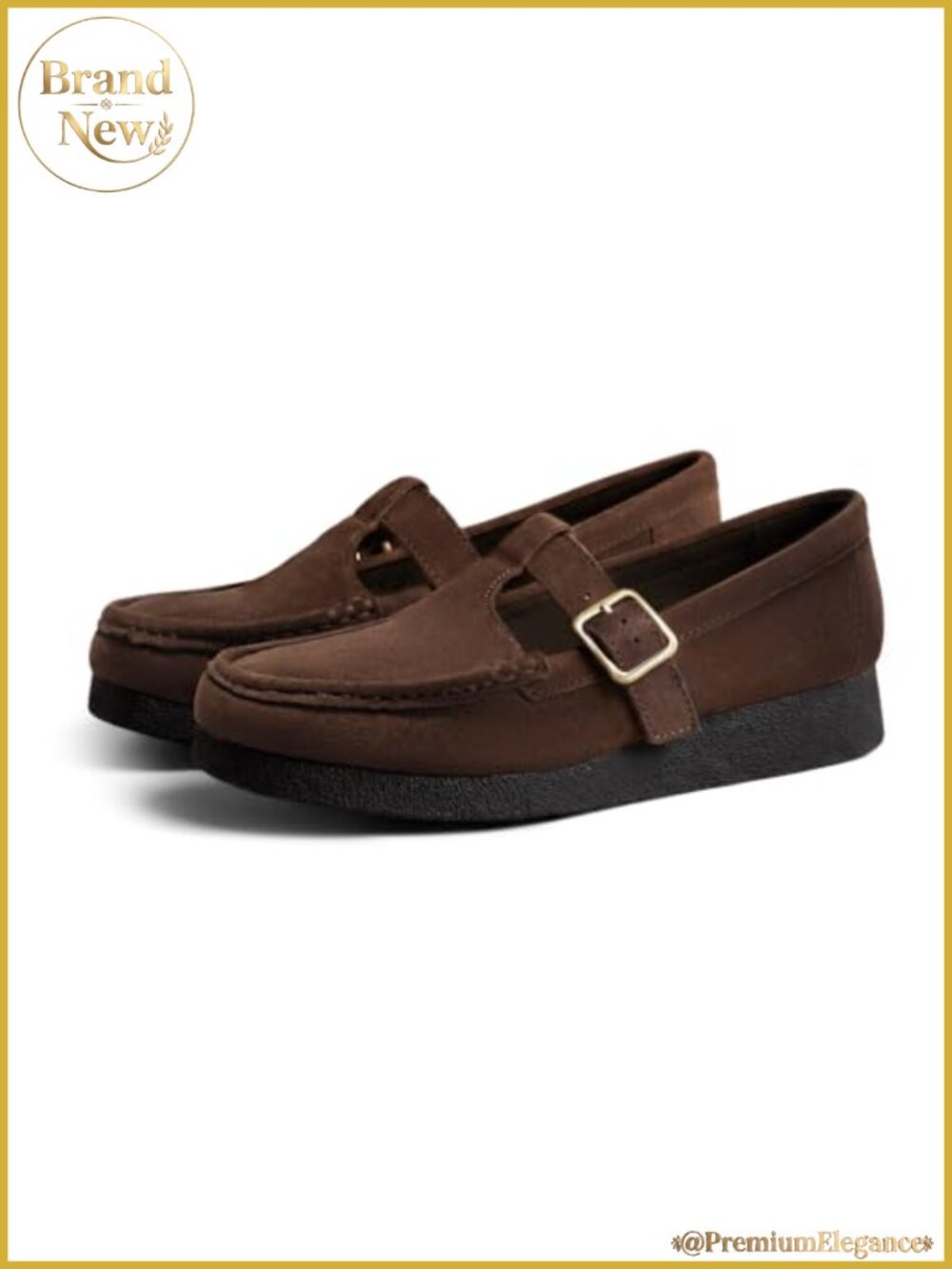 Coutgo Loafers for Women Platform T-Strap Square Toe Flats Slip On Shoes